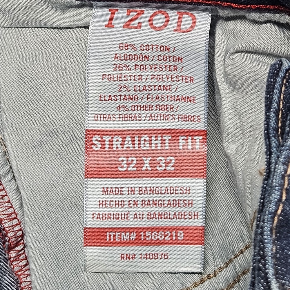 IZOD Saltwater Jeans Men's 32x34 Straight Fit Comfort Stretch Dark Wash Denim - Picture 13 of 13